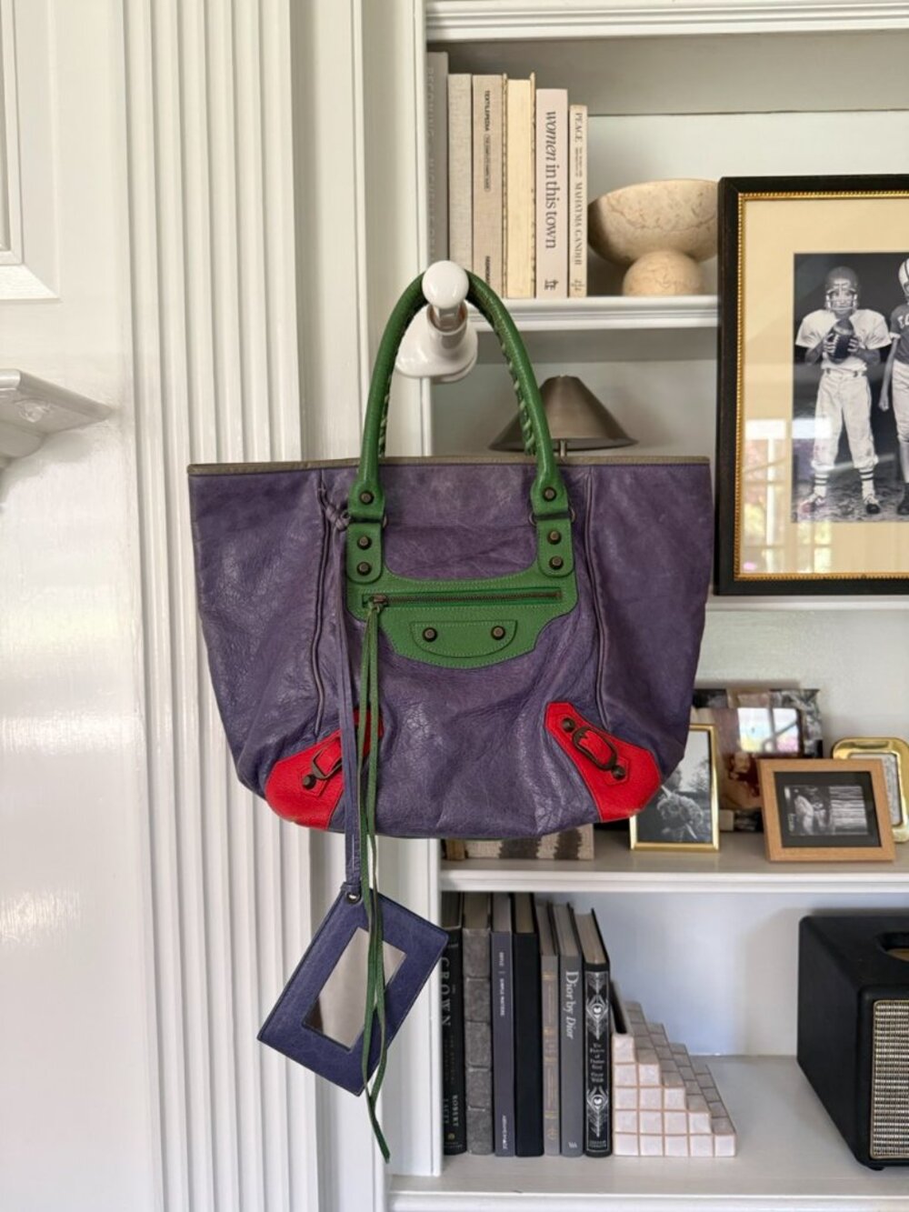 BALENCIAGA Multicolor City Bag Tote Small Sunday moto Blue Green Red - Picture 6 of 10